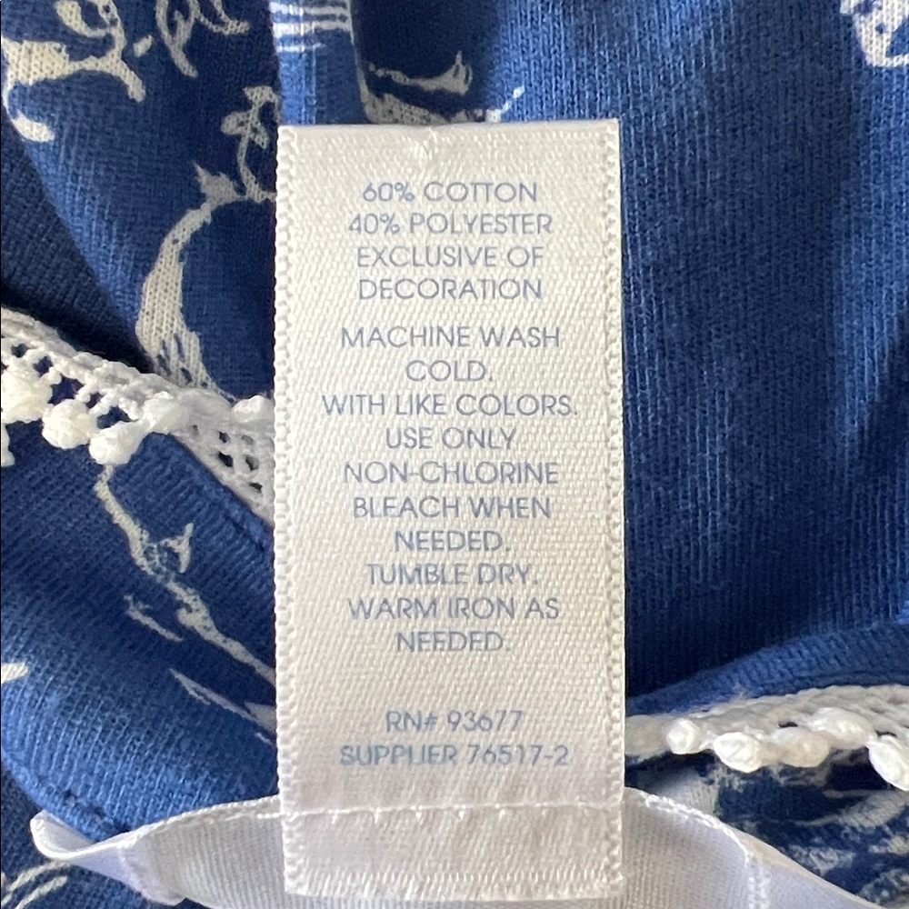 Adonna Blue and White Floral Owl Print Short Sleeve Nightgown Size 3X - Picture 13 of 16
